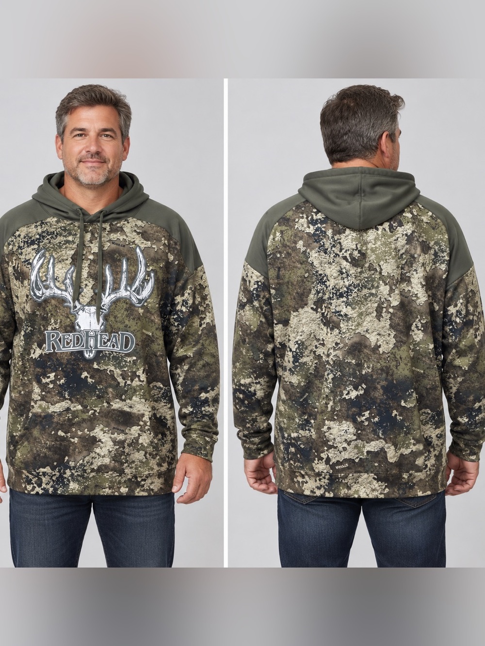 RedHead Men’s 2XL Strata Camo Fleece Hoodie Deer Skull Hunting Pullover